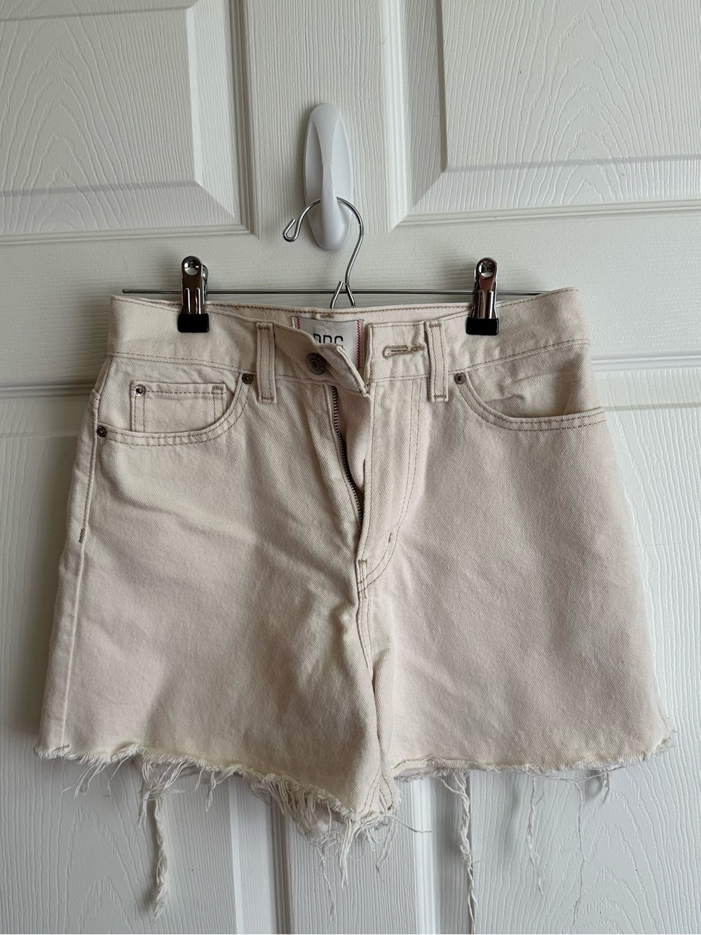 BDG Cream Raw Edge High-Rise Denim Shorts